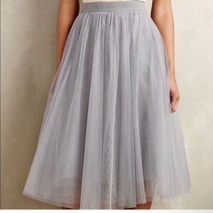 Anthropologie Bailey 44 Made in USA Gray Layered Pull On Tulle Midi Skirt